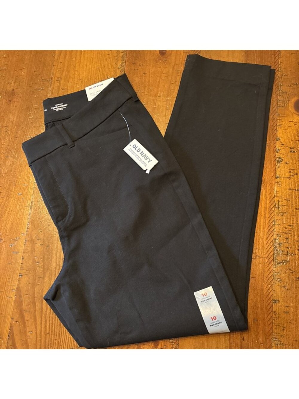 Old Navy Pixie Pants Womens 10 High Rise Flat Front Black Slim Workwear NWT